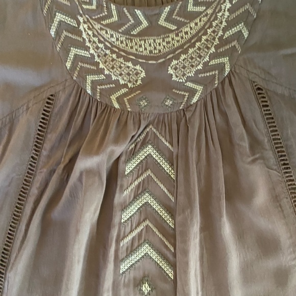 Monoreno Graphite Gray Swim Cover Up/Tunic, Embroidery and Pleats, Size Small - Picture 6 of 7